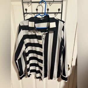 DKNY Black and White Striped shirt